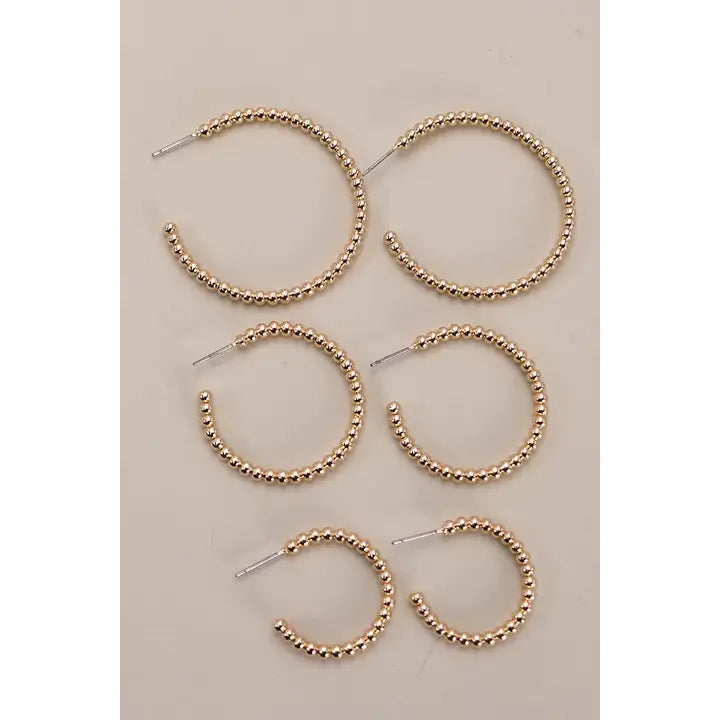 Ball Hoop Trio in 3 Size Earrings