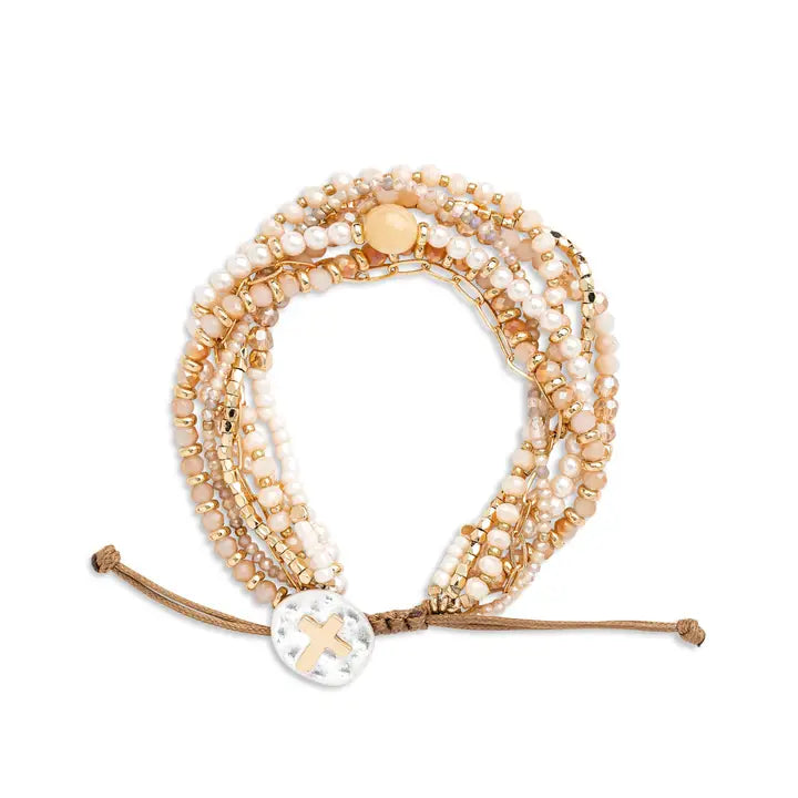 Beaded Prayer Bracelet - Champagne
