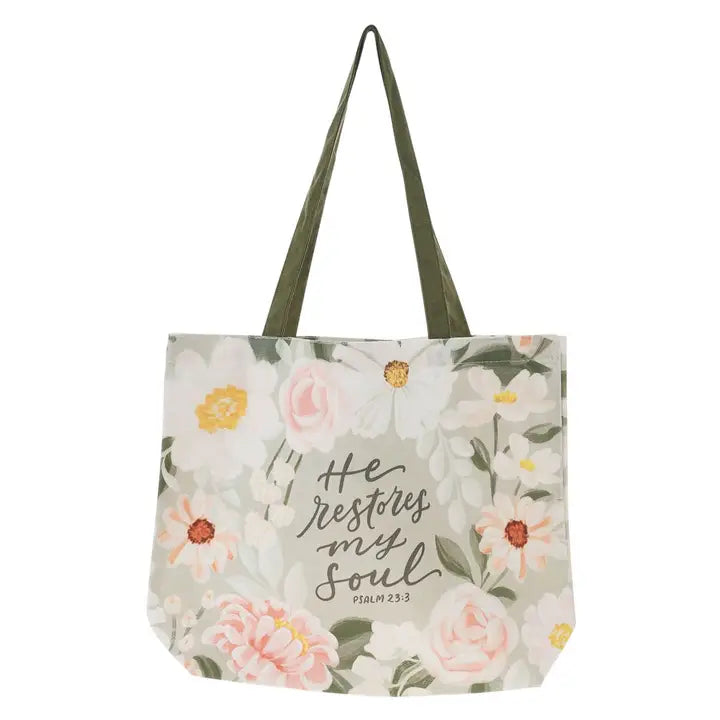 Tote Canvas He Restores My Soul