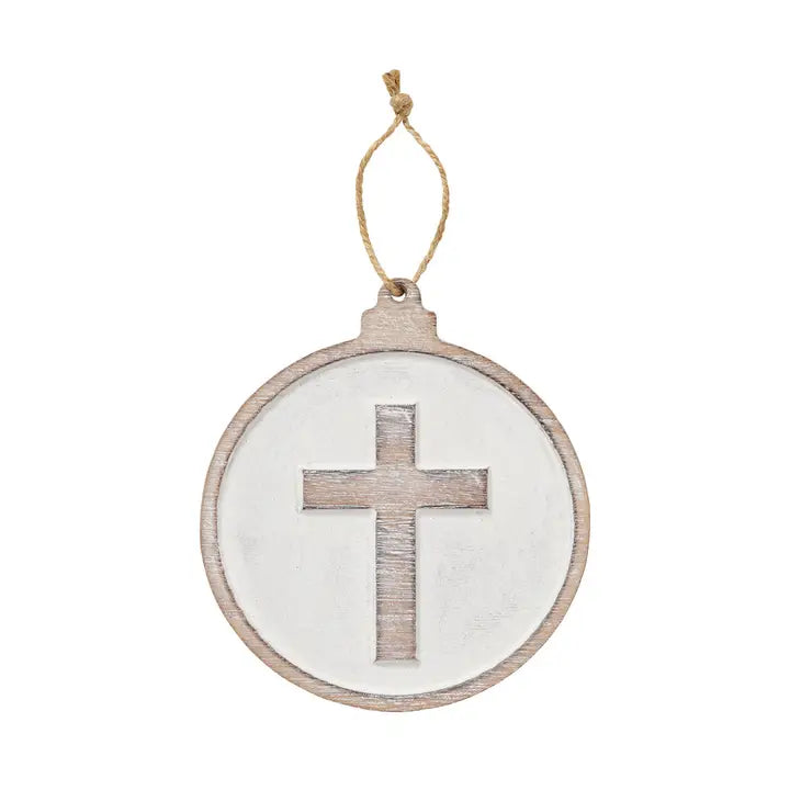 Carved Cross Christmas Ornament