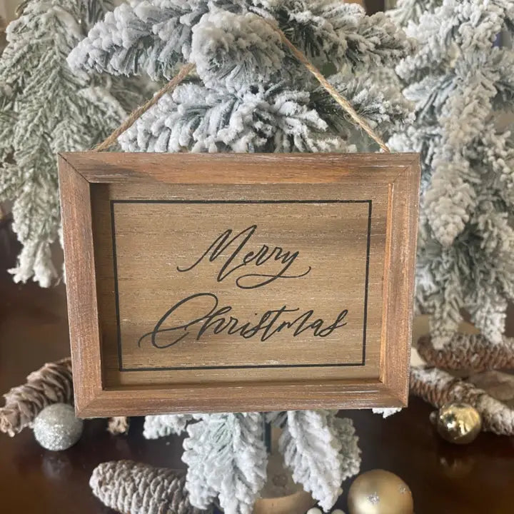Merry Christmas Wood Wash Ornament