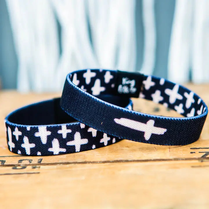 Black & White Cross Stretchy Bracelet- Kids Size