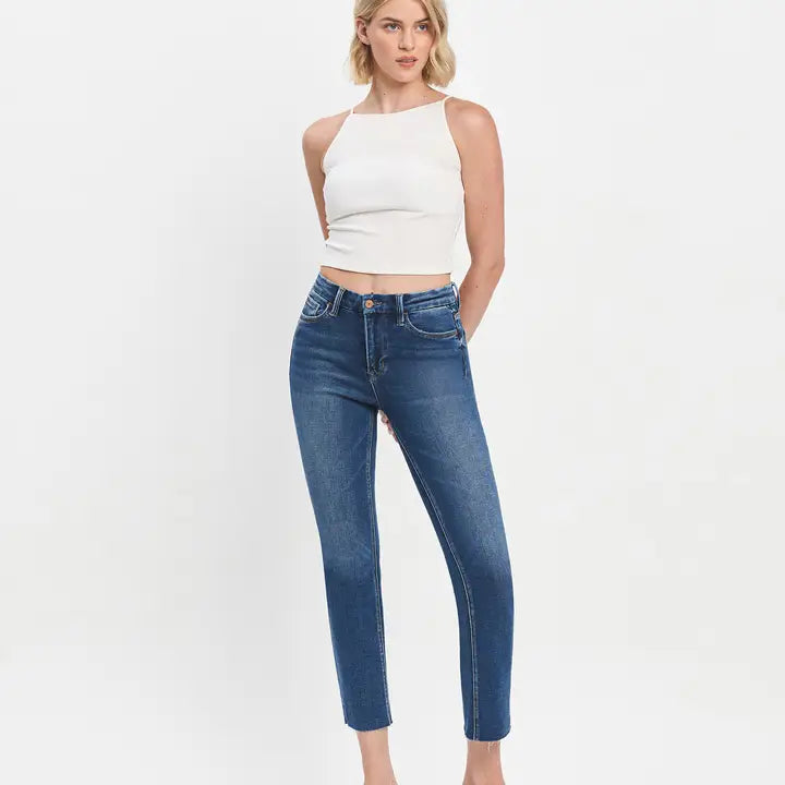 High Rise Crop Slim Straight