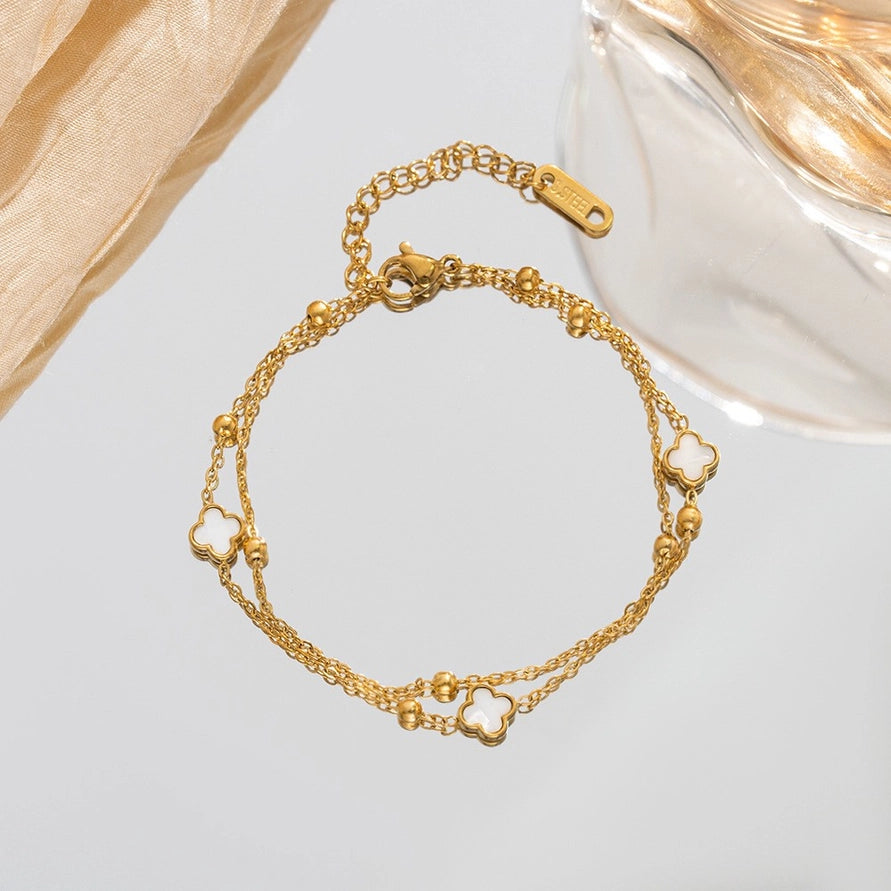 18K Stainless Steel Tarnish Free Clover Bracelet