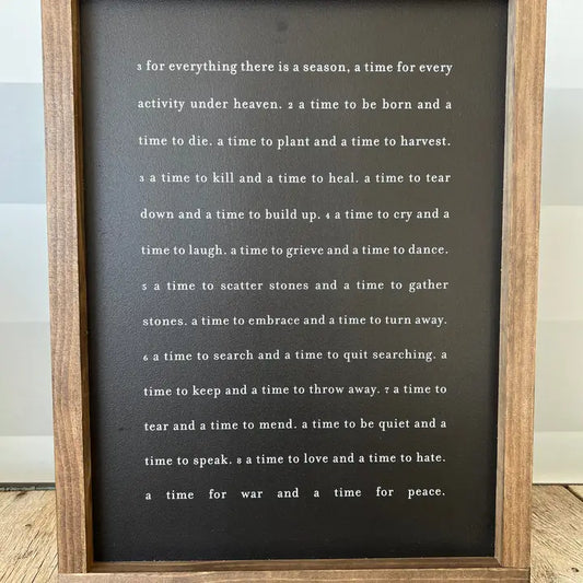 For Everything There is a Season