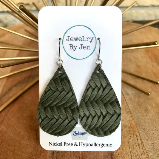 Olive Braided Earring