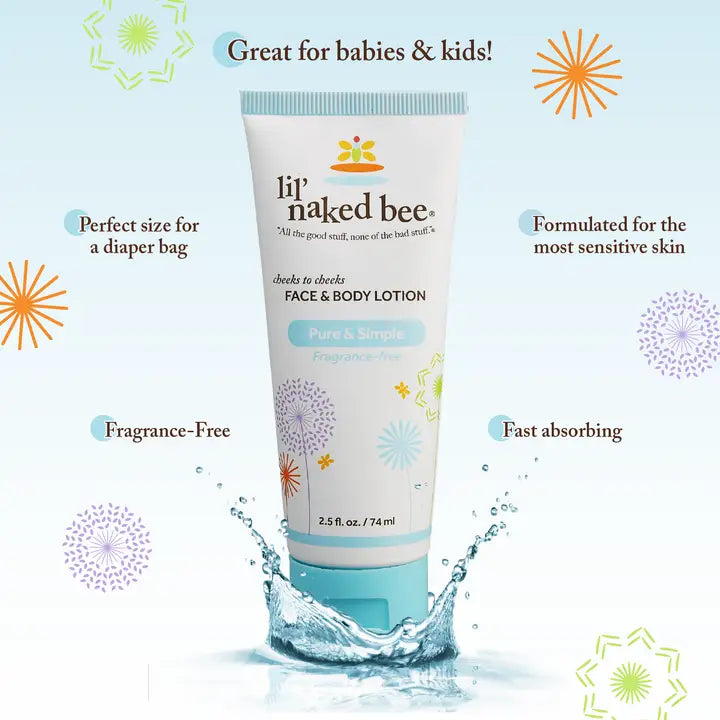 Naked Bee 2.5oz Pure & Simple Cheeks To Cheeks Face & Body Lotion
