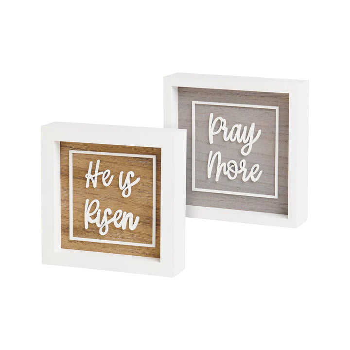 Risen/Pray Framed Sign Reversable