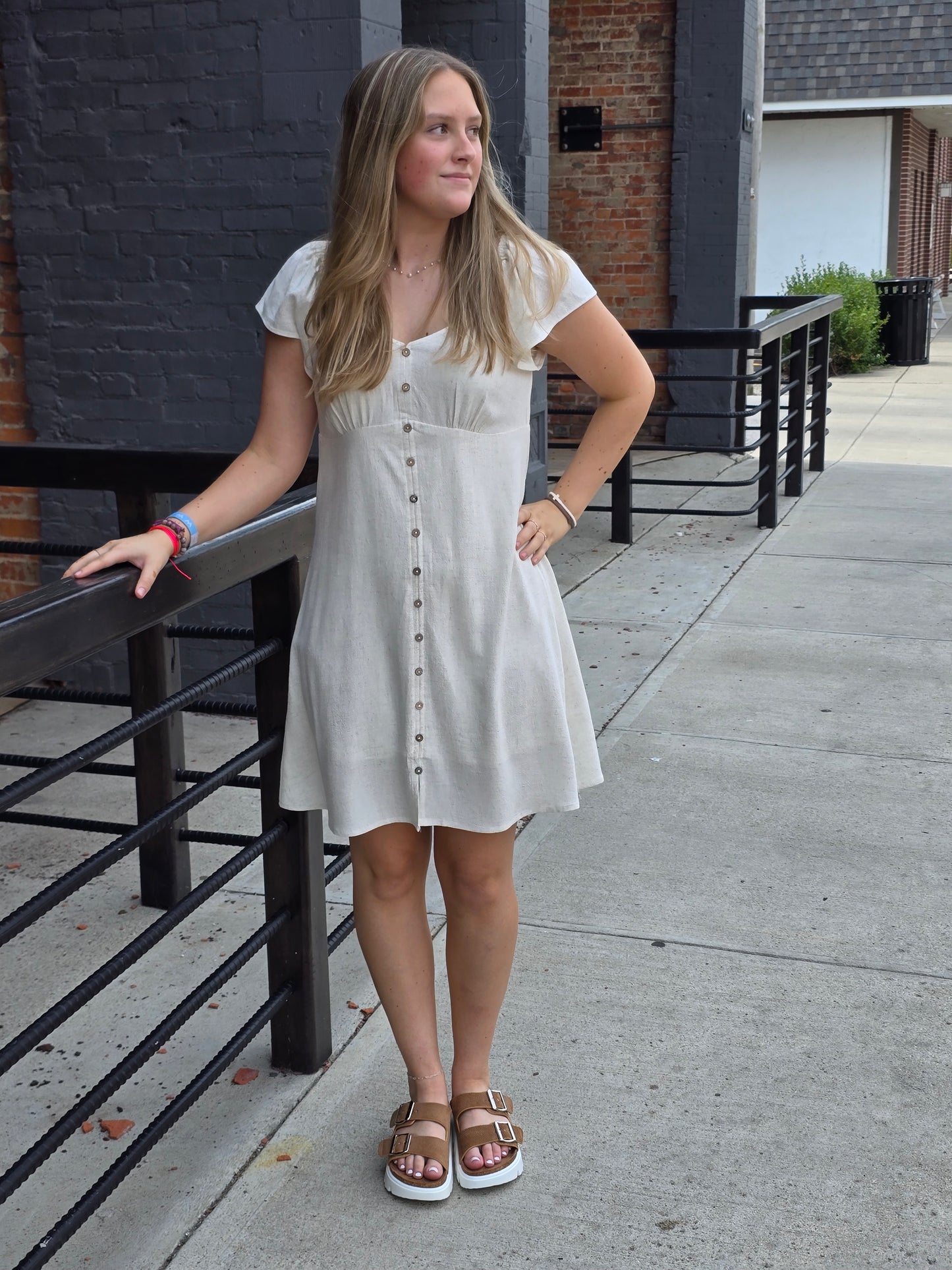 Flutter Sleeve Linen Dress