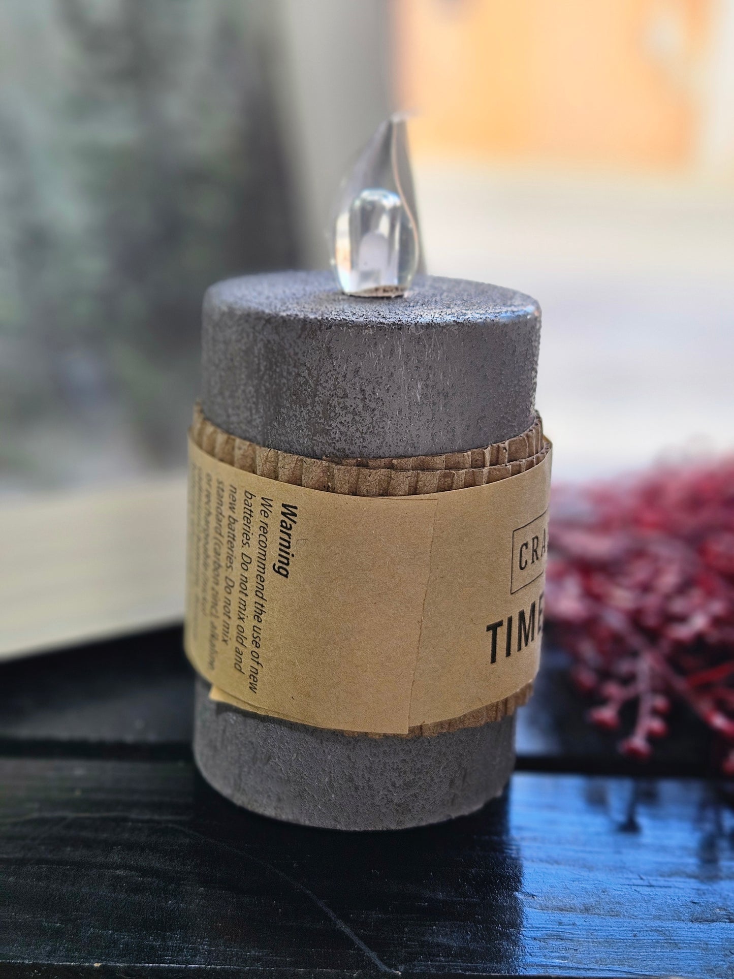 Cement Look LED Pillar Candle