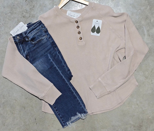 Mineral Wash Waffle Long Sleeve