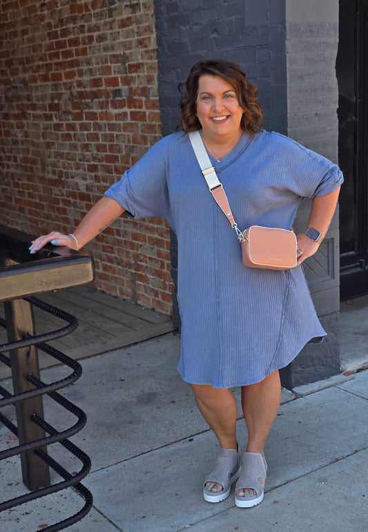 Mineral Washed Ribbed Dress
