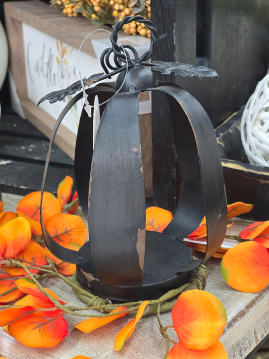 Distressed Metal Pumpkin Lantern