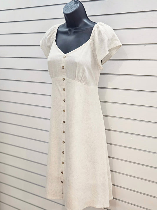 Flutter Sleeve Linen Dress