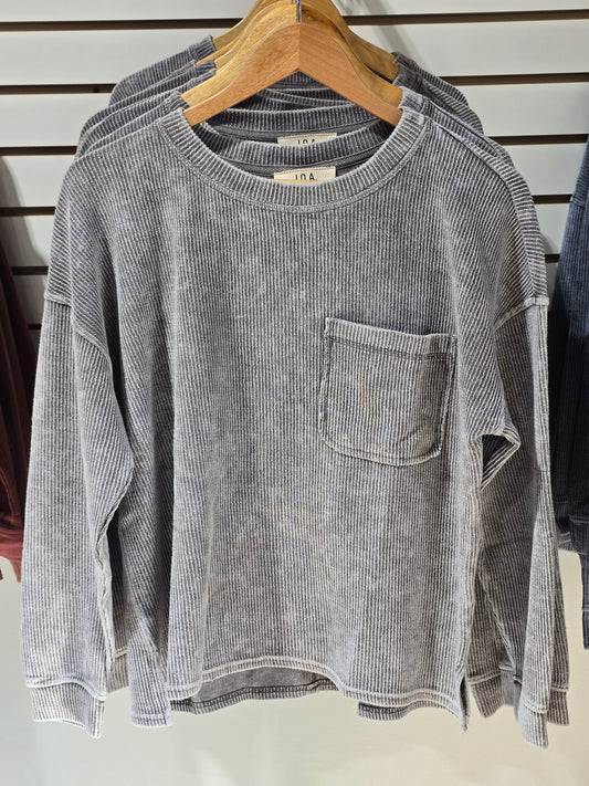 Washed Ribbed Long Sleeve