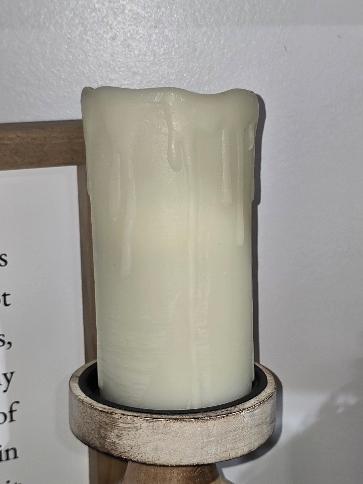 6in White Dripped Timer Pillar Candle