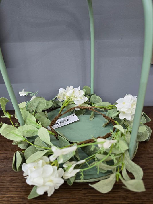 Sage Eucalyptus & White Flower Candle Ring