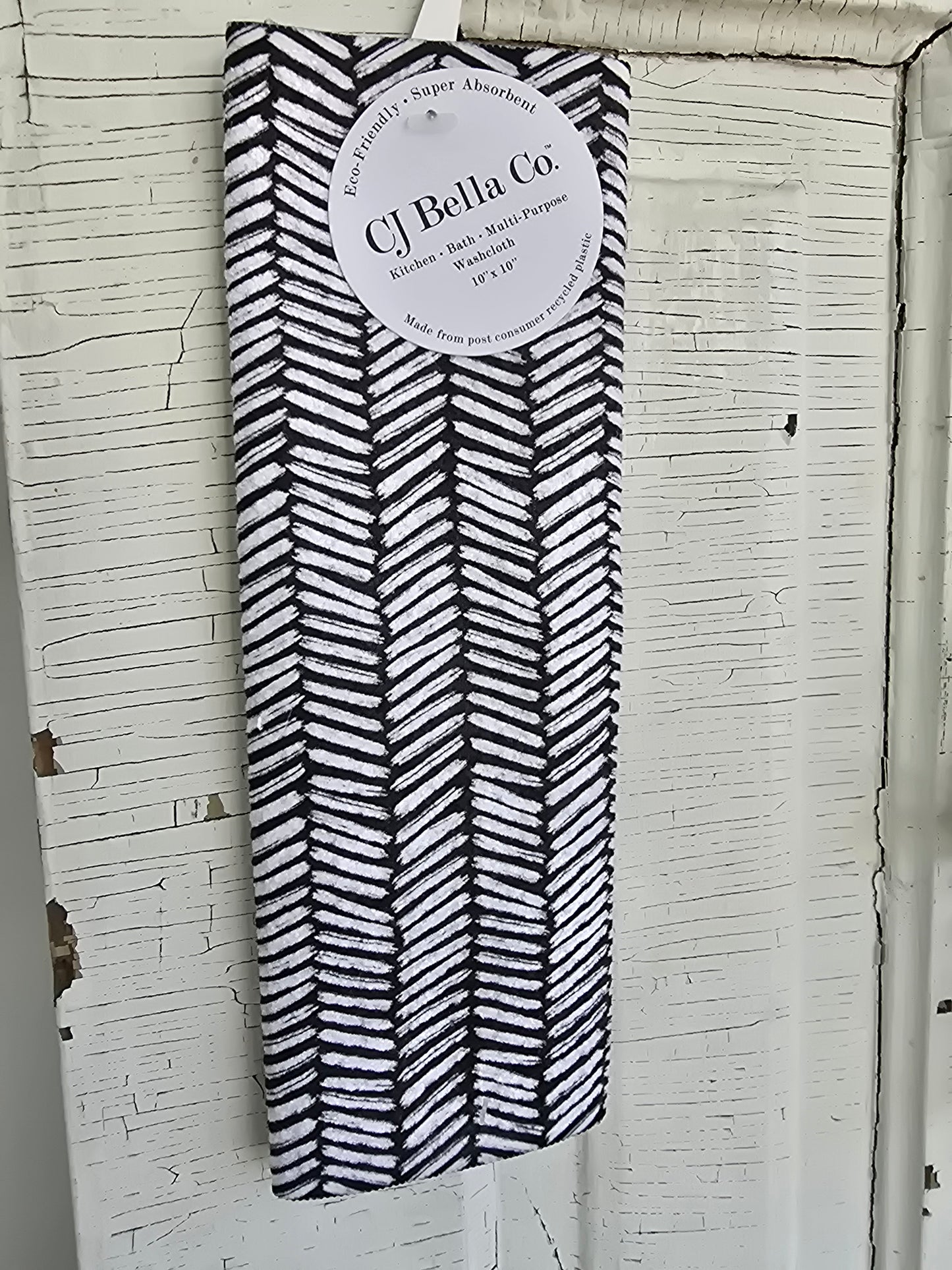 Black & White Herrigbone Eco-Friendly Washcloth