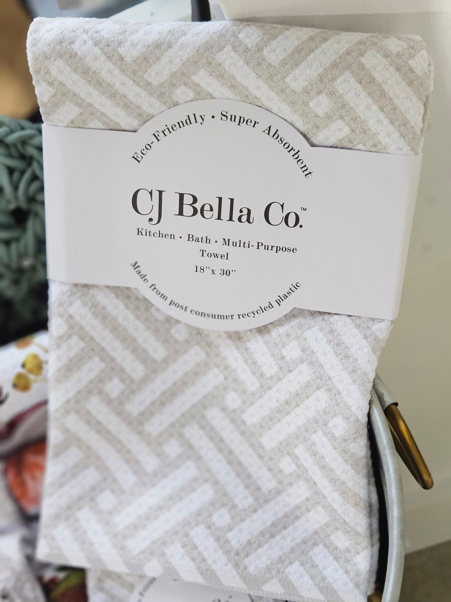 Beige Geo Double Weave Eco Friendly Towel