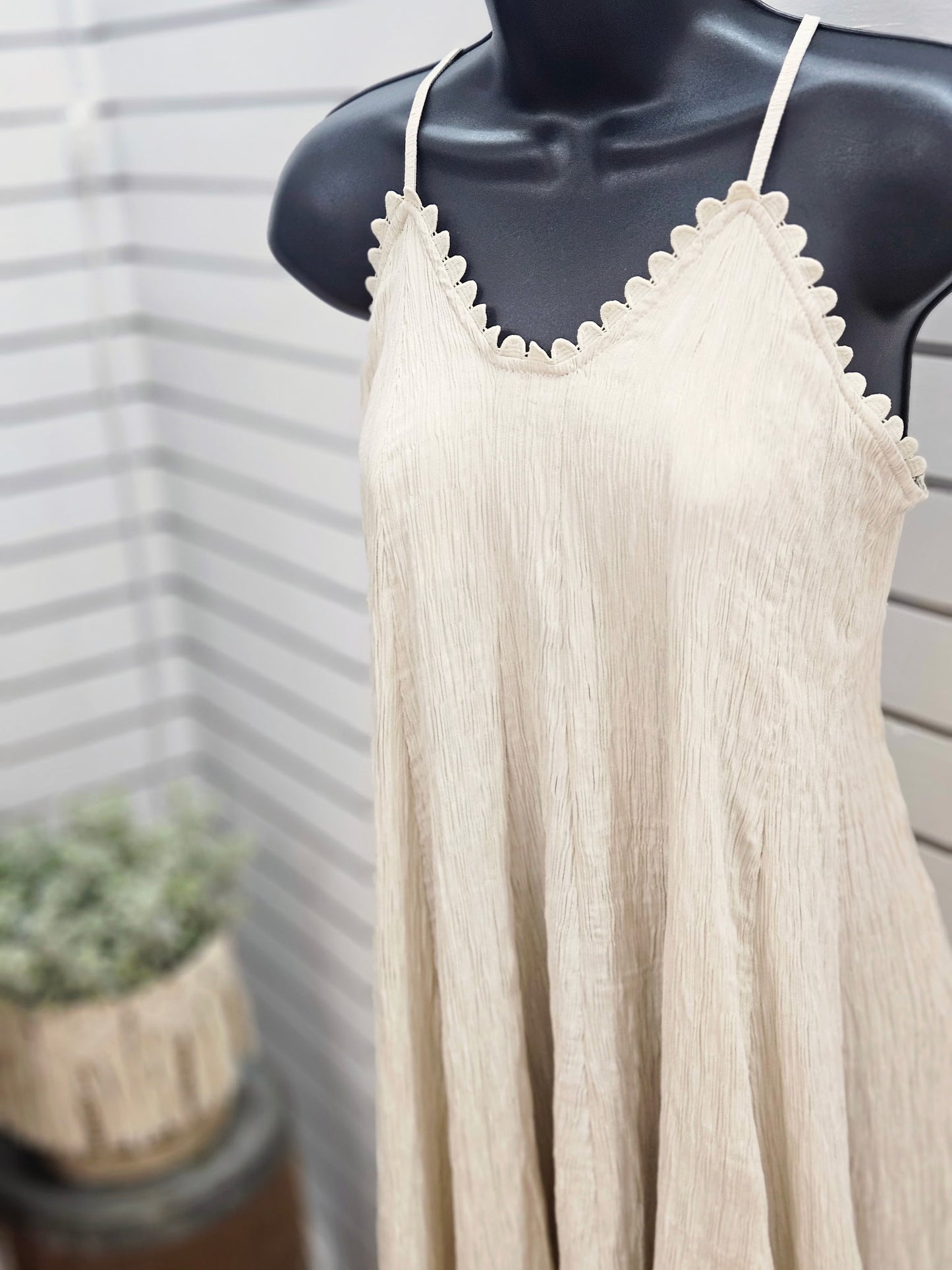 V-Neck Godet Hem Dress