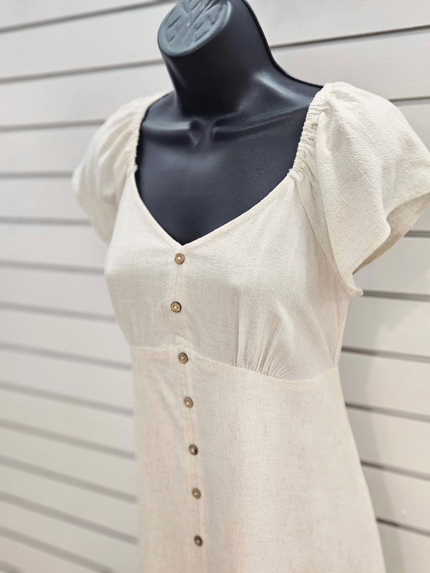 Flutter Sleeve Linen Dress