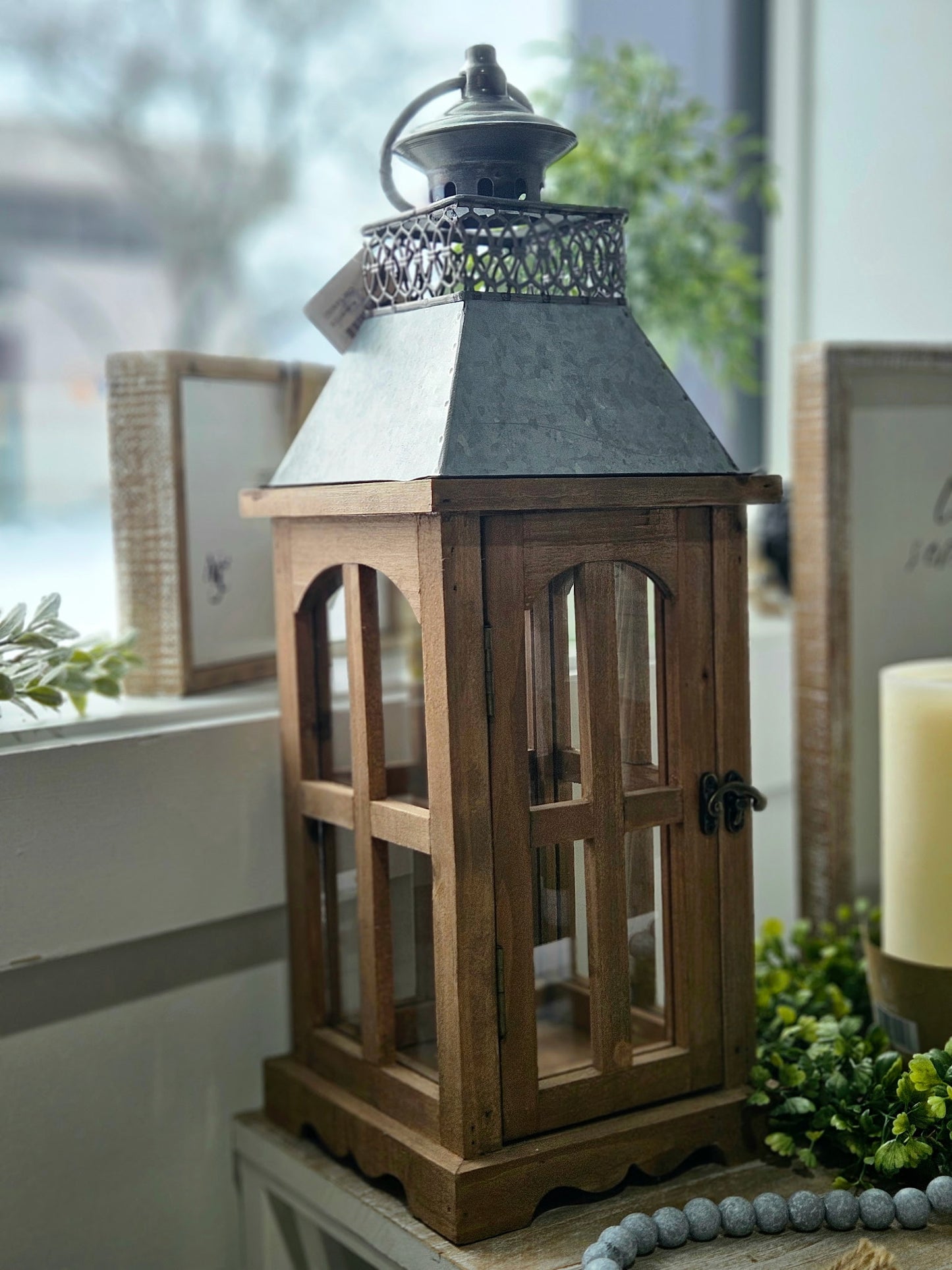 Gray and Brown Lantern- Small