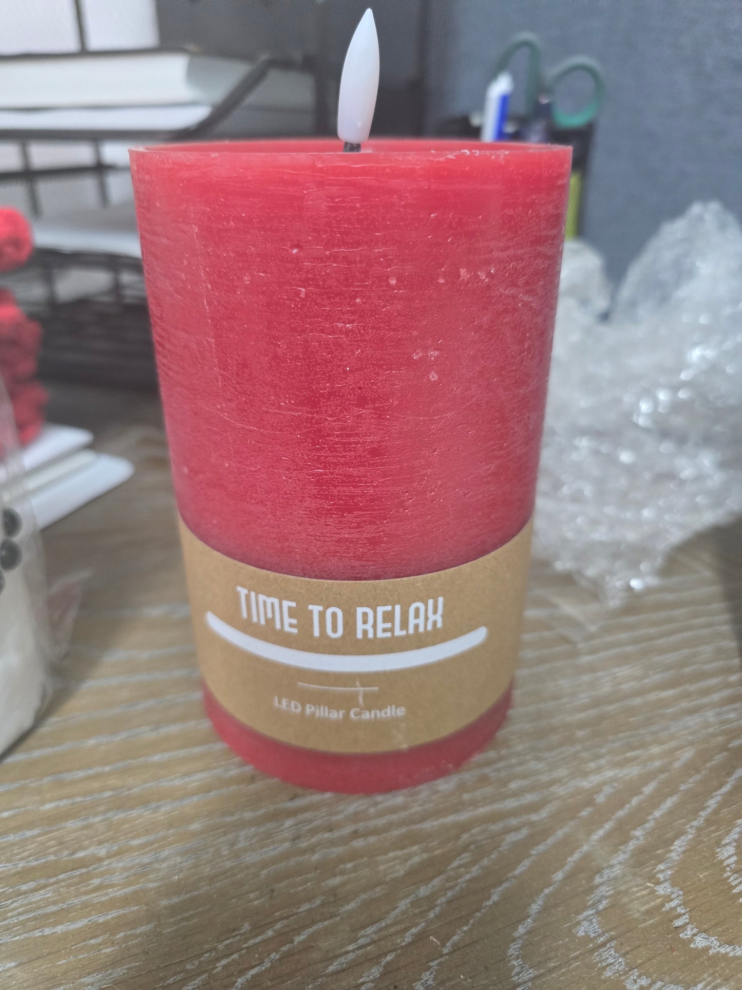 6" Wide Red LED Pillar Candle