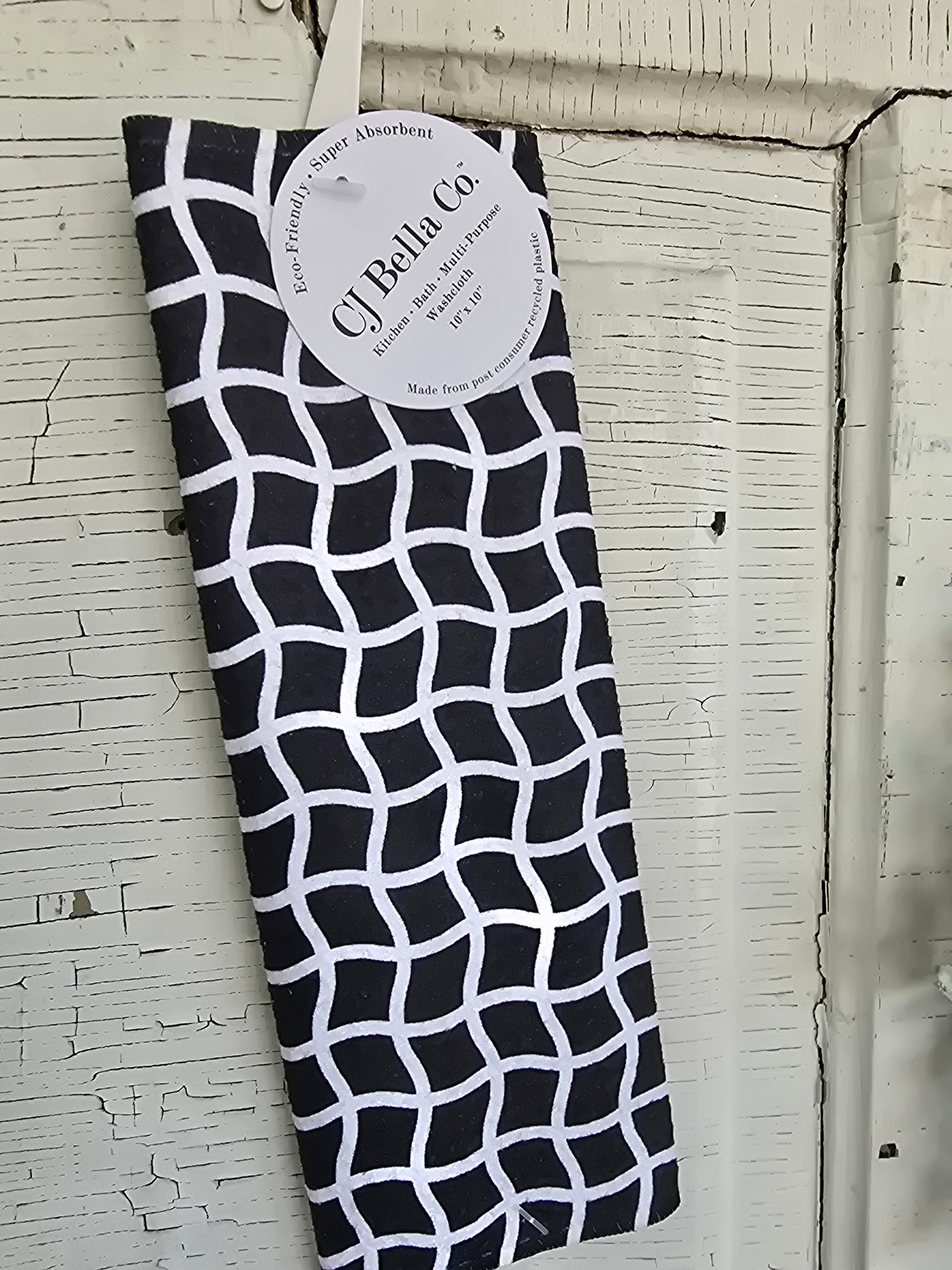 Black & White Wavy Mesh Eco-Friendly Washcloth