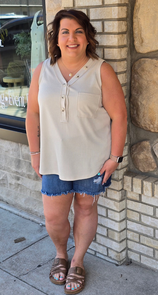 Sleeveless Waffle Top