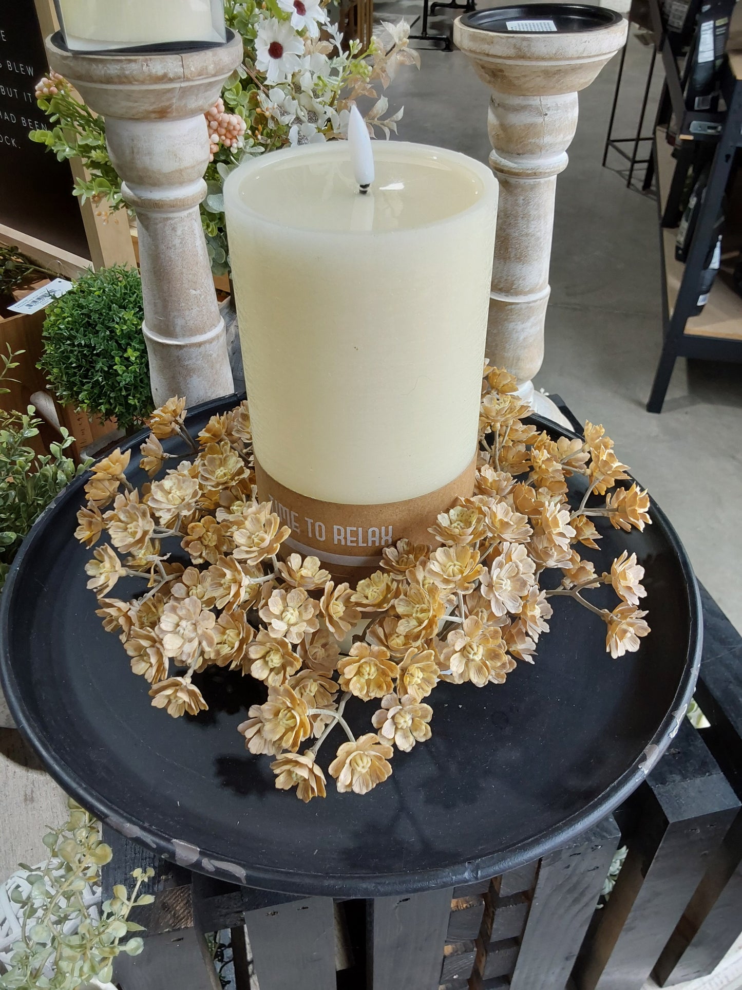 4" Flaxen Floret Candle Ring