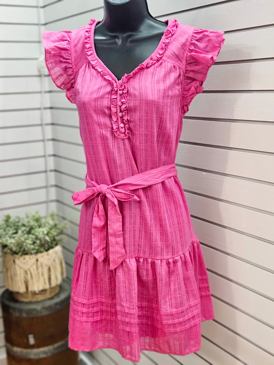 Hot Pink Ruffle Sleeve