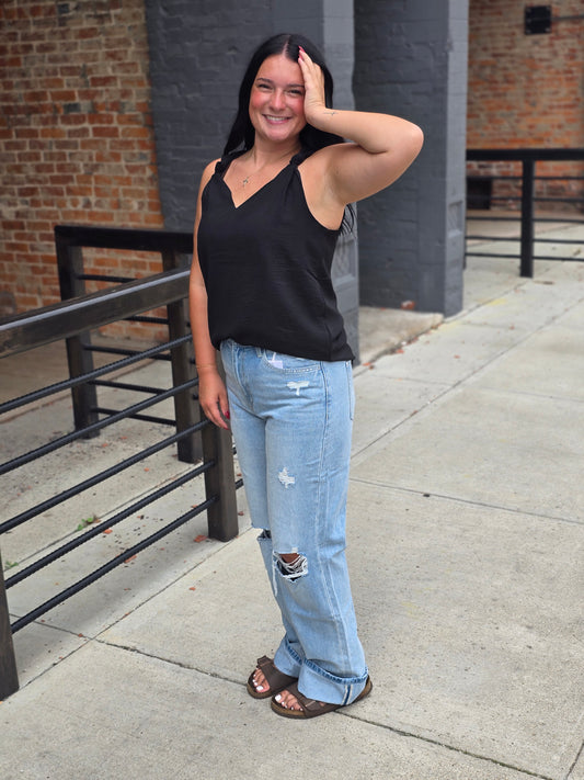 Raelynn V-Neck Knotted Top