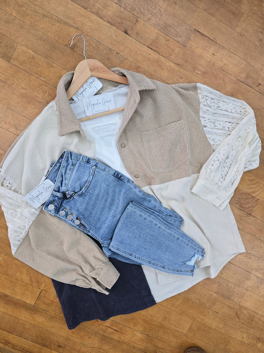 Colorblock Lace Detail