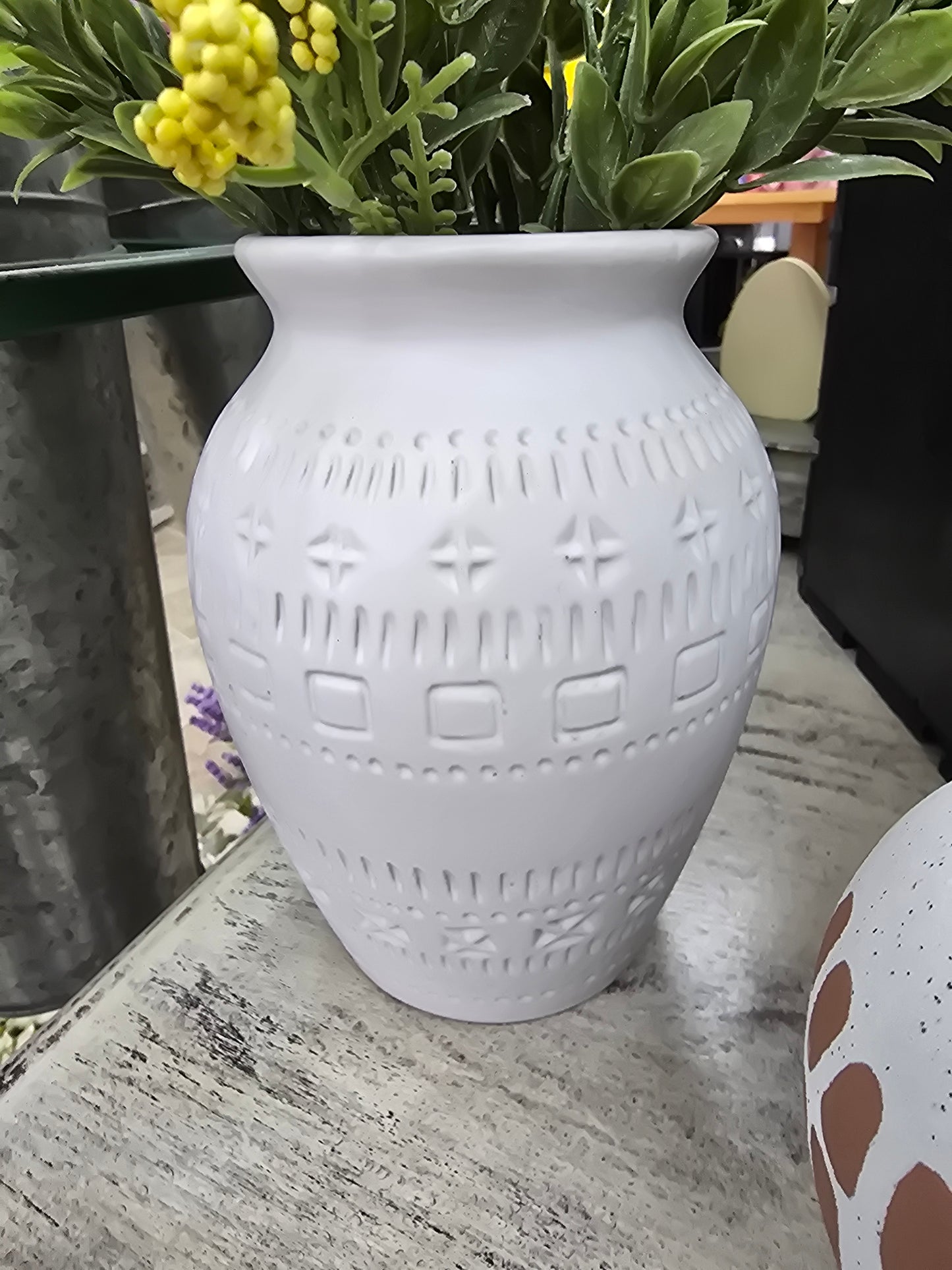 White Carved Vase