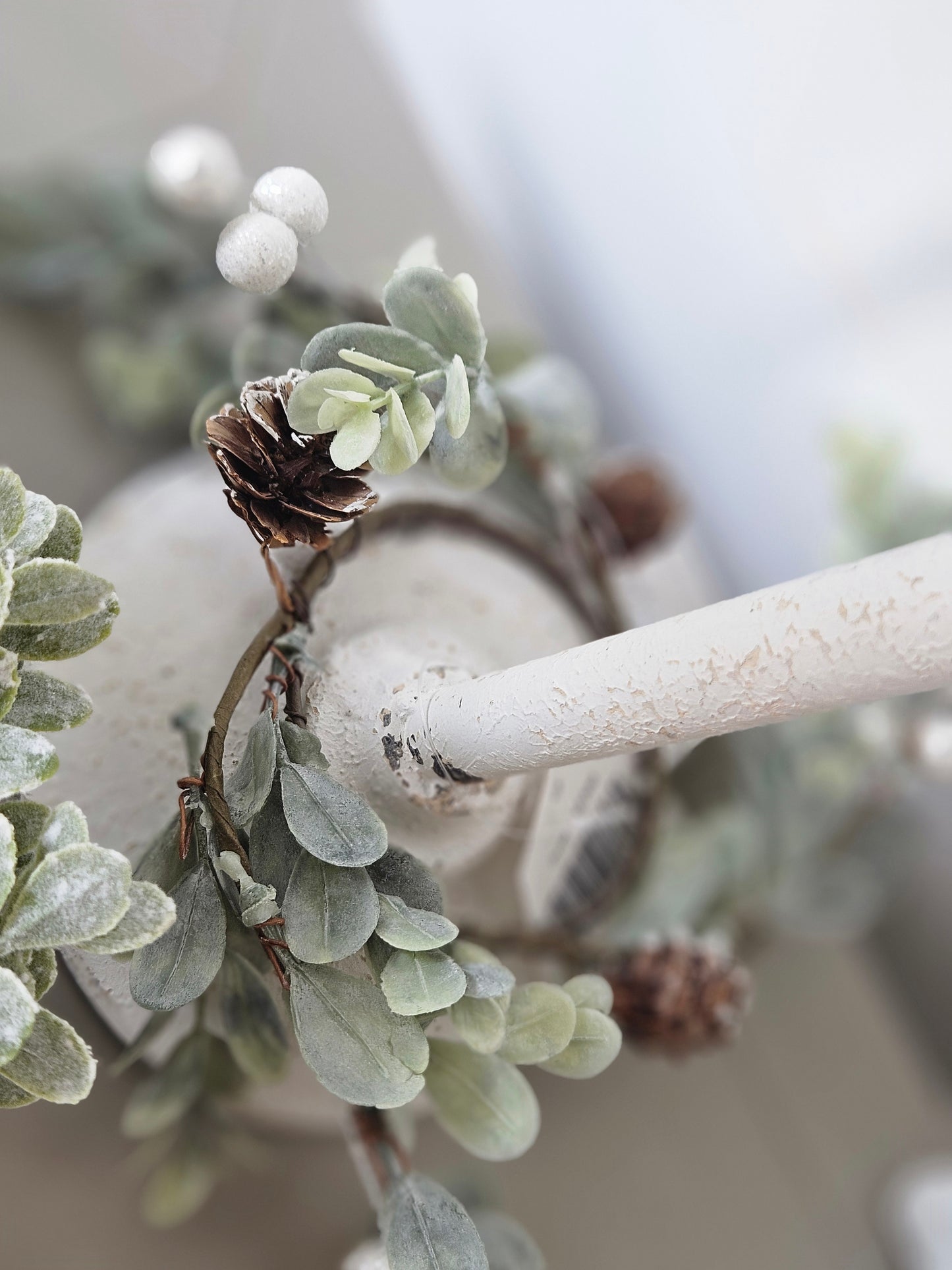 3" White Berry Pine Candle Ring