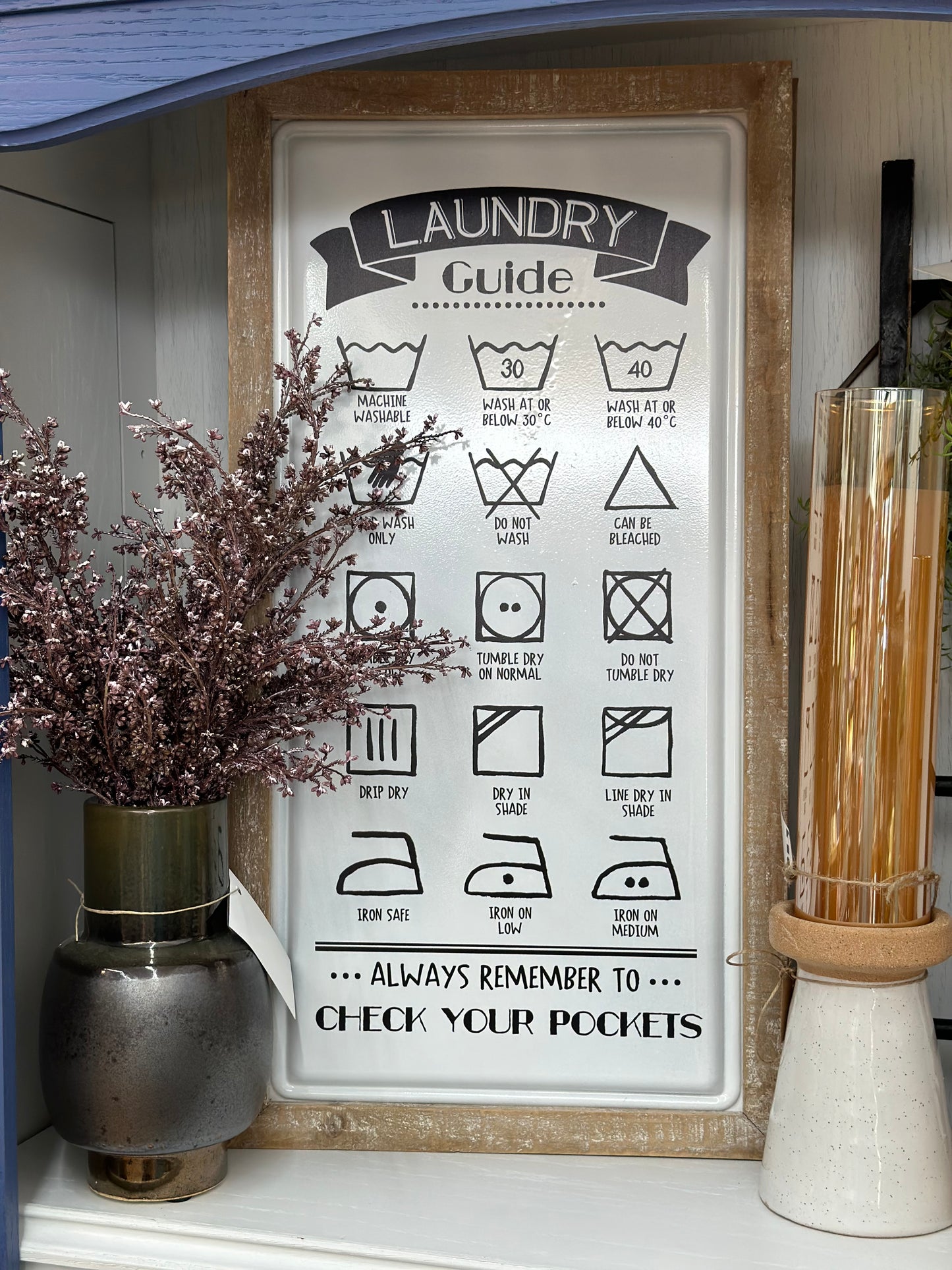 Framed Laundry Symbol Sign