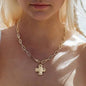 Notable Hammered Cross Front Toggle Necklace
