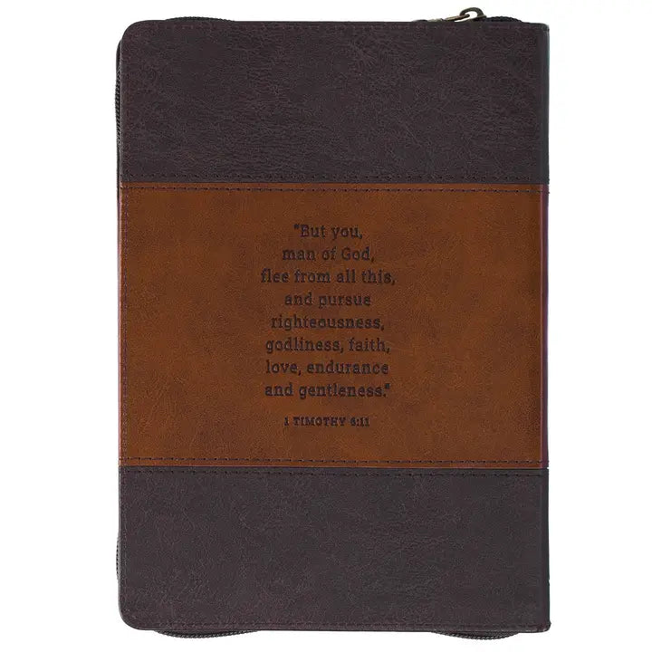 Journal Classic Zip Brown Two-Tone Man of God 1 Tim. 6:11
