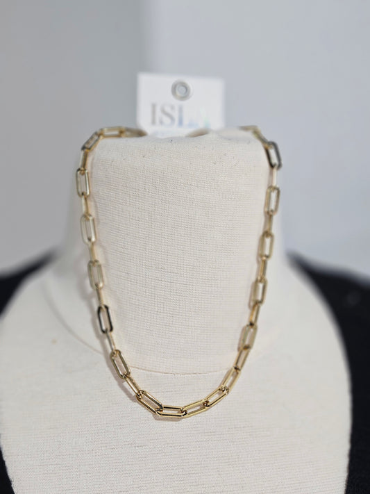 Paper Clip PVD Gold Necklace