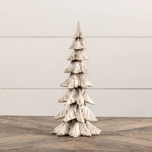 12" Weathered White Resin Tree