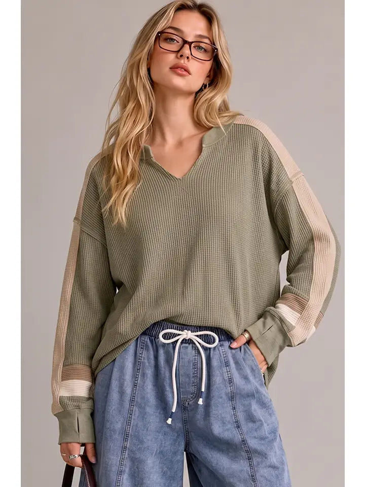 Women's Waffle Knit Pullover Sweater