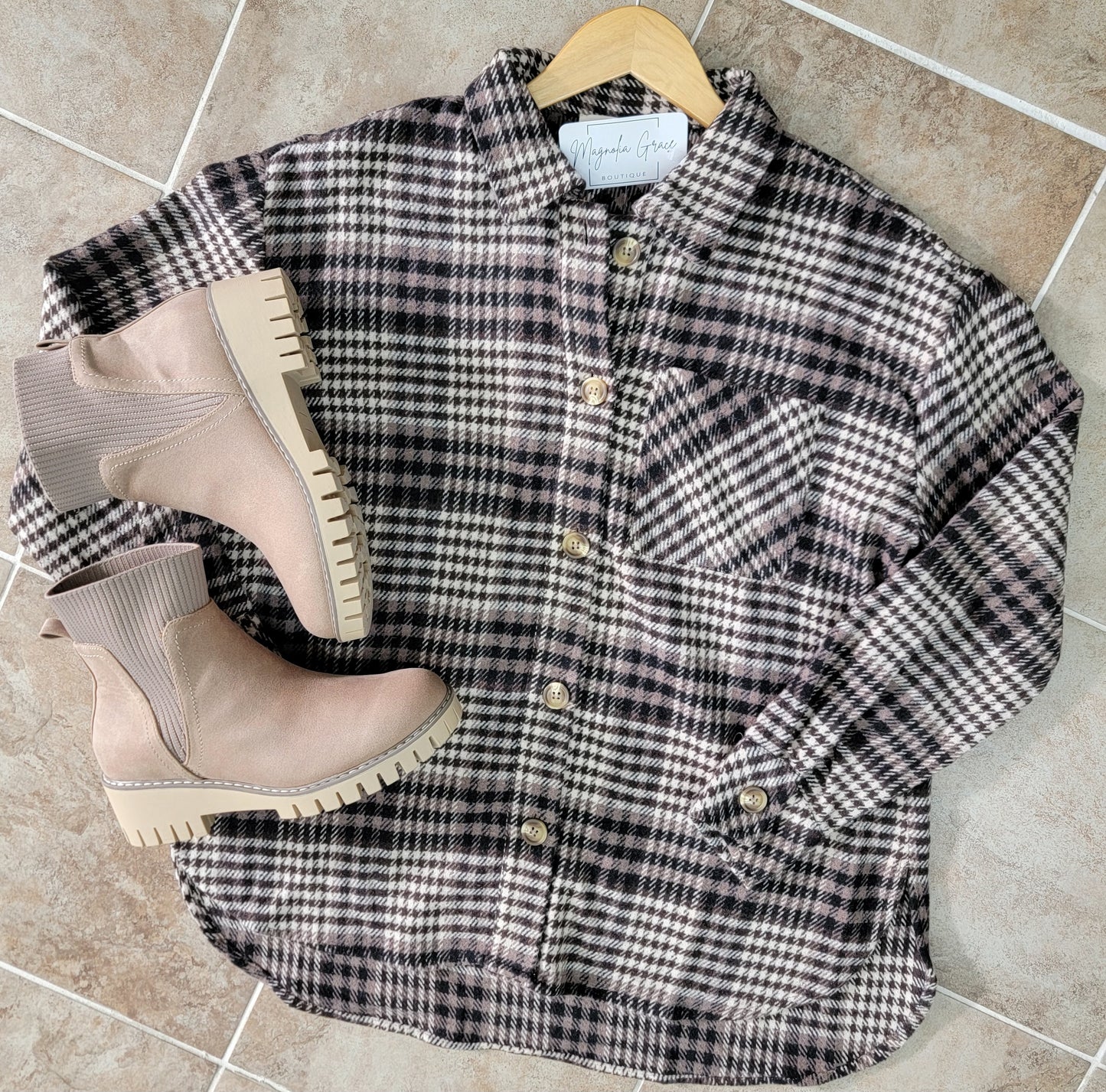 Black/Brown Plaid Shacket