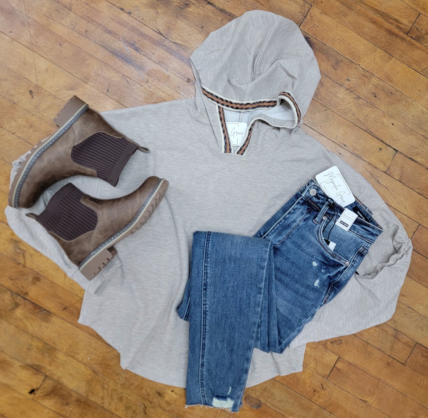 Ruched Sleeve Hoodie Pullover