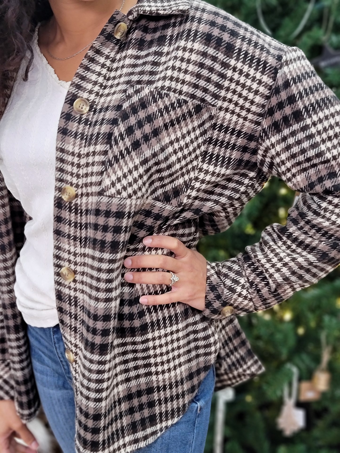 Black/Brown Plaid Shacket