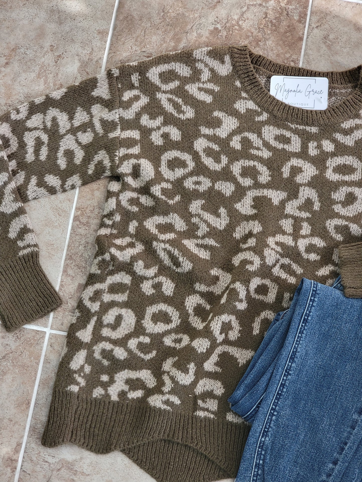 Animal Pattern Olive Sweater