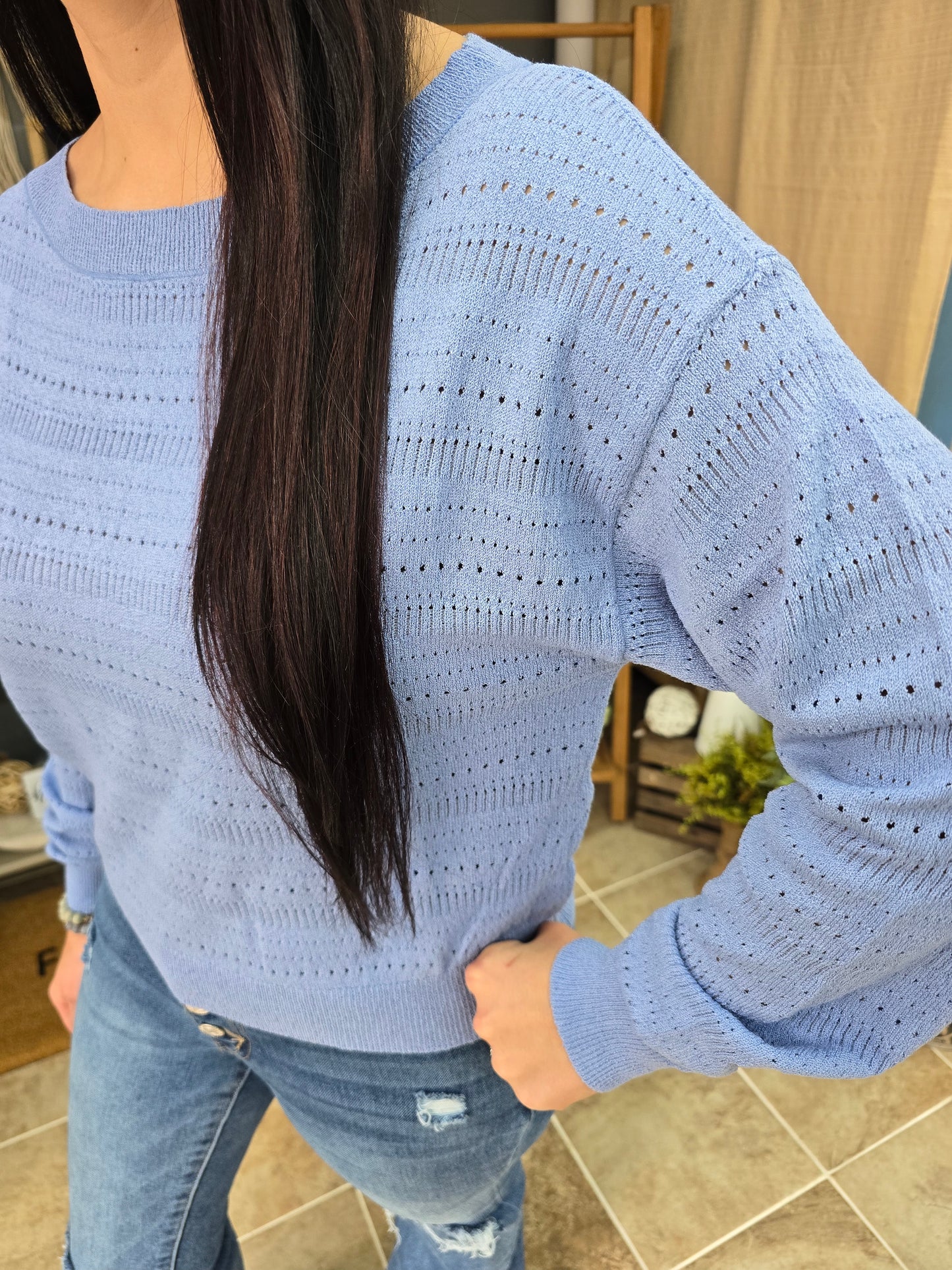 French Blue Knit Pullover