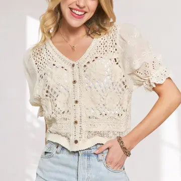 Eyelet Sleeve Blouse