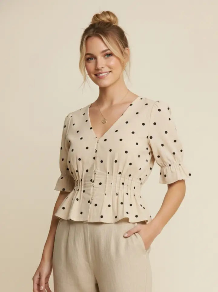 Polka Dot Peplum Blouse