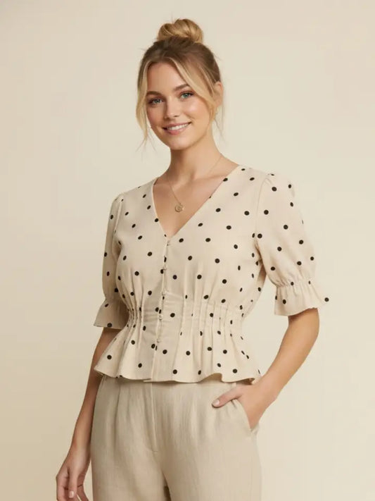 Polka Dot Peplum Blouse