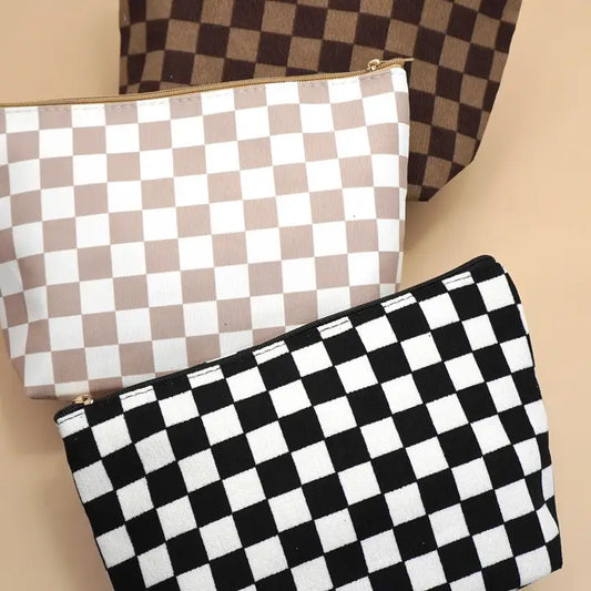 Travel Checker Gingham Cosmetic Makeup Pouch